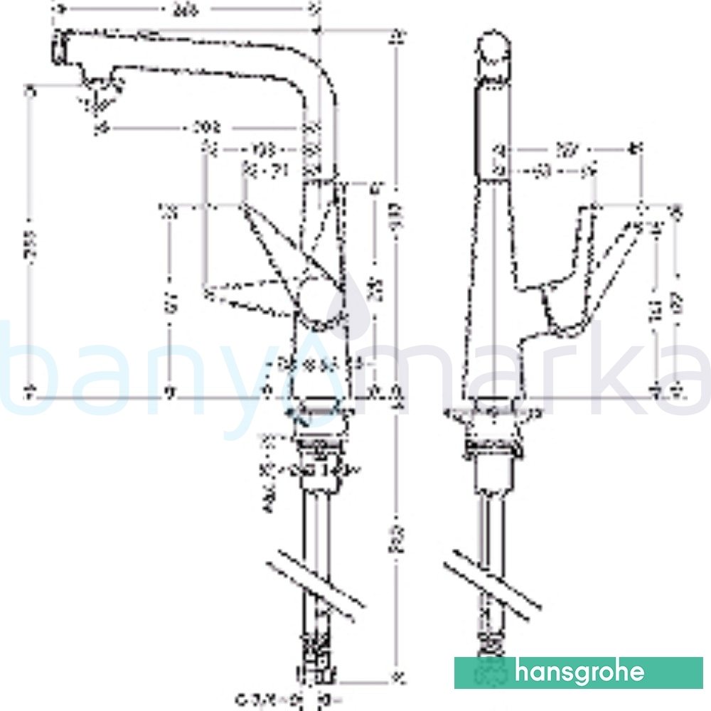 Hansgrohe Talis Select S Ku U Borulu Eviye Bataryas