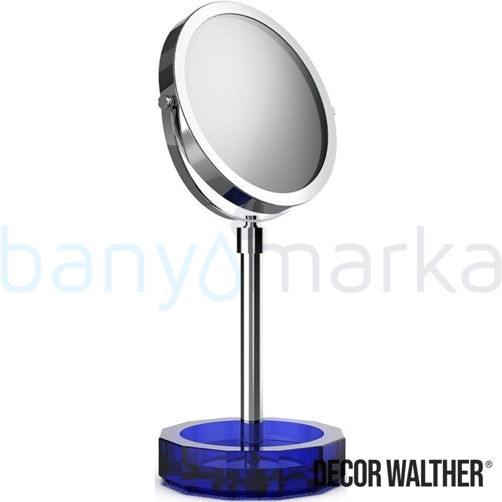 Decor Walther Kristall Makyaj Aynası 1x/5x Büyüteçli, Krom/Mavi (Tezgah Üzeri, Cam) - KRKSA-CRB KRKSA-CRB