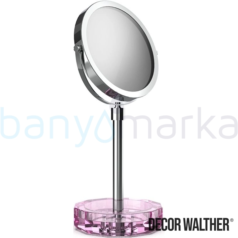 Decor Walther Kristall Makyaj Aynası 1x/5x Büyüteçli, Krom/Pembe (Tezgah Üzeri, Cam) - KRKSA-CRP KRKSA-CRP