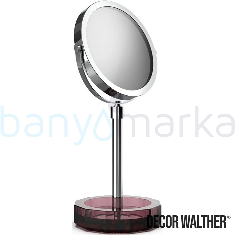 Decor Walther Kristall Makyaj Aynası 1x/5x Büyüteçli, Krom/Bordo (Tezgah Üzeri, Cam) - KRKSA-CRRB KRKSA-CRRB