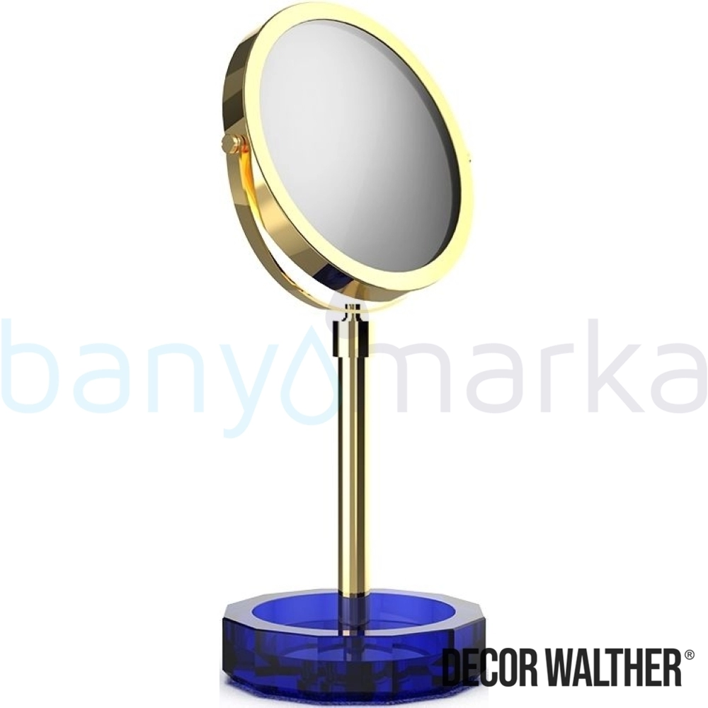 Decor Walther Kristall Makyaj Aynası 1x/5x Büyüteçli, Altın/Mavi (Tezgah Üzeri, Cam) - KRKSA-OB KRKSA-OB