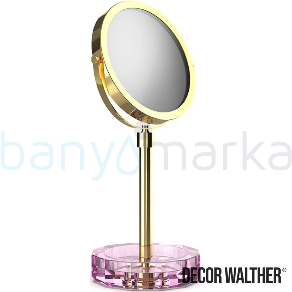 Decor Walther Kristall Makyaj Aynası 1x/5x Büyüteçli, Altın/Pembe (Tezgah Üzeri, Cam) - KRKSA-OP KRKSA-OP