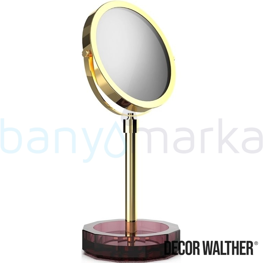 Decor Walther Kristall Makyaj Aynası 1x/5x Büyüteçli, Altın/Bordo (Tezgah Üzeri, Cam) - KRKSA-ORB KRKSA-ORB