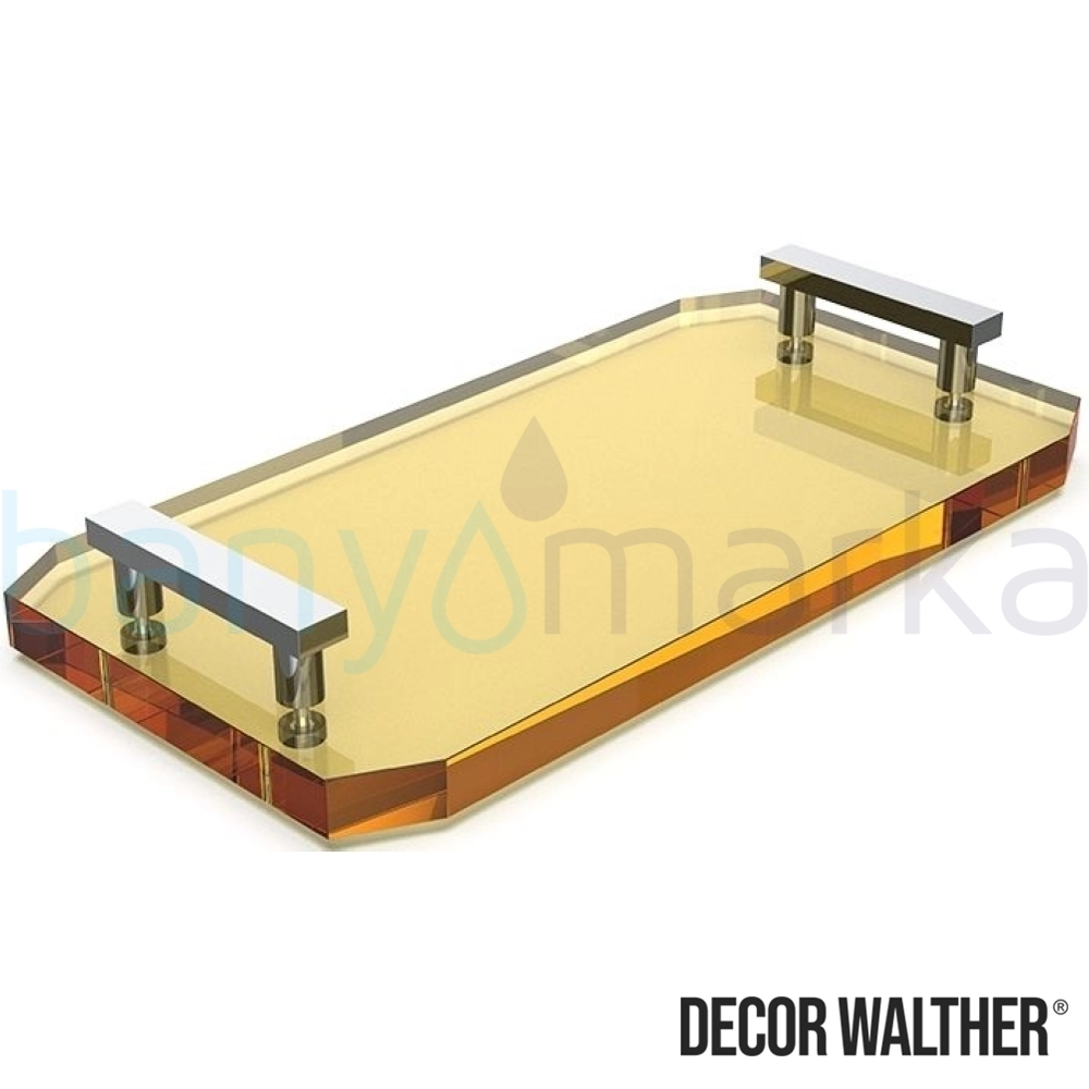 Decor Walther Kristall Aksesuar Tepsisi, Krom/Amber (Tezgah Üzeri, Cam) - KRTAB2-CRA KRTAB2-CRA