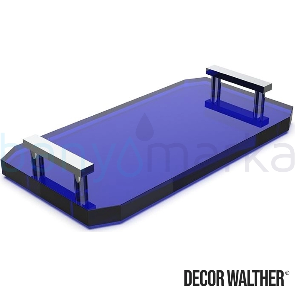 Decor Walther Kristall Aksesuar Tepsisi, Krom/Mavi (Tezgah Üzeri, Cam) - KRTAB2-CRB KRTAB2-CRB