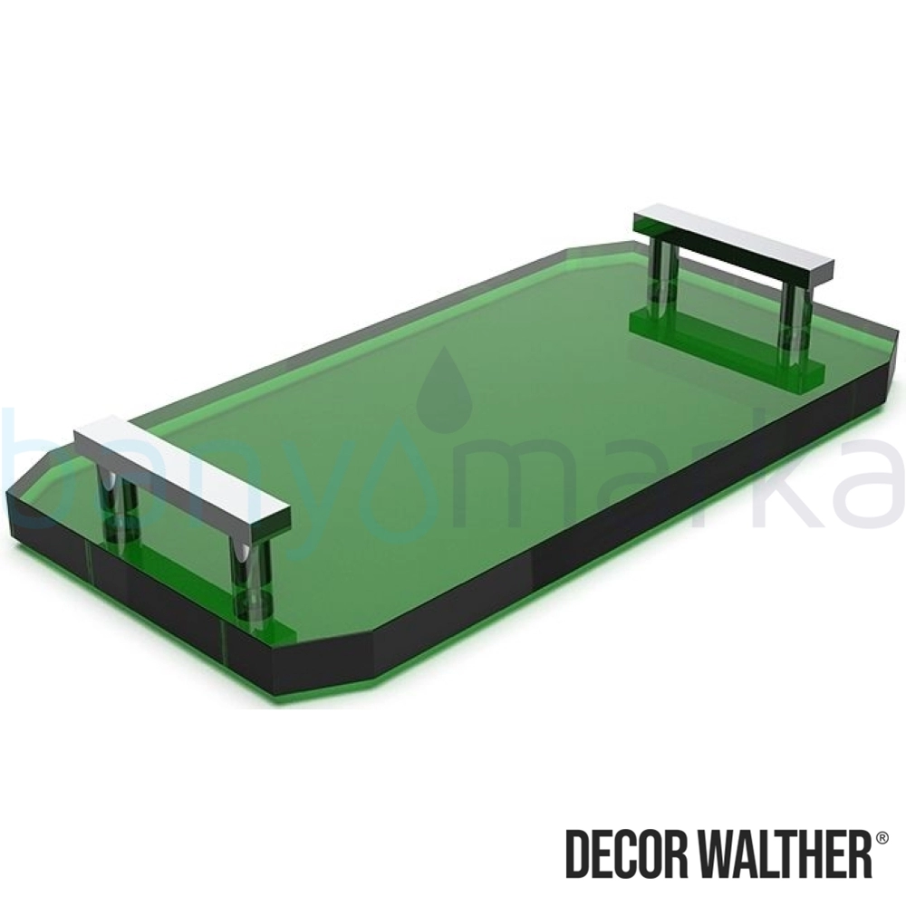 Decor Walther Kristall Aksesuar Tepsisi, Krom/Yeşil (Tezgah Üzeri, Cam) - KRTAB2-CRG KRTAB2-CRG