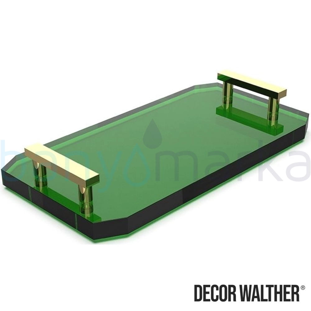 Decor Walther Kristall Aksesuar Tepsisi, Altın/Yeşil (Tezgah Üzeri, Cam) - KRTAB2-OG KRTAB2-OG