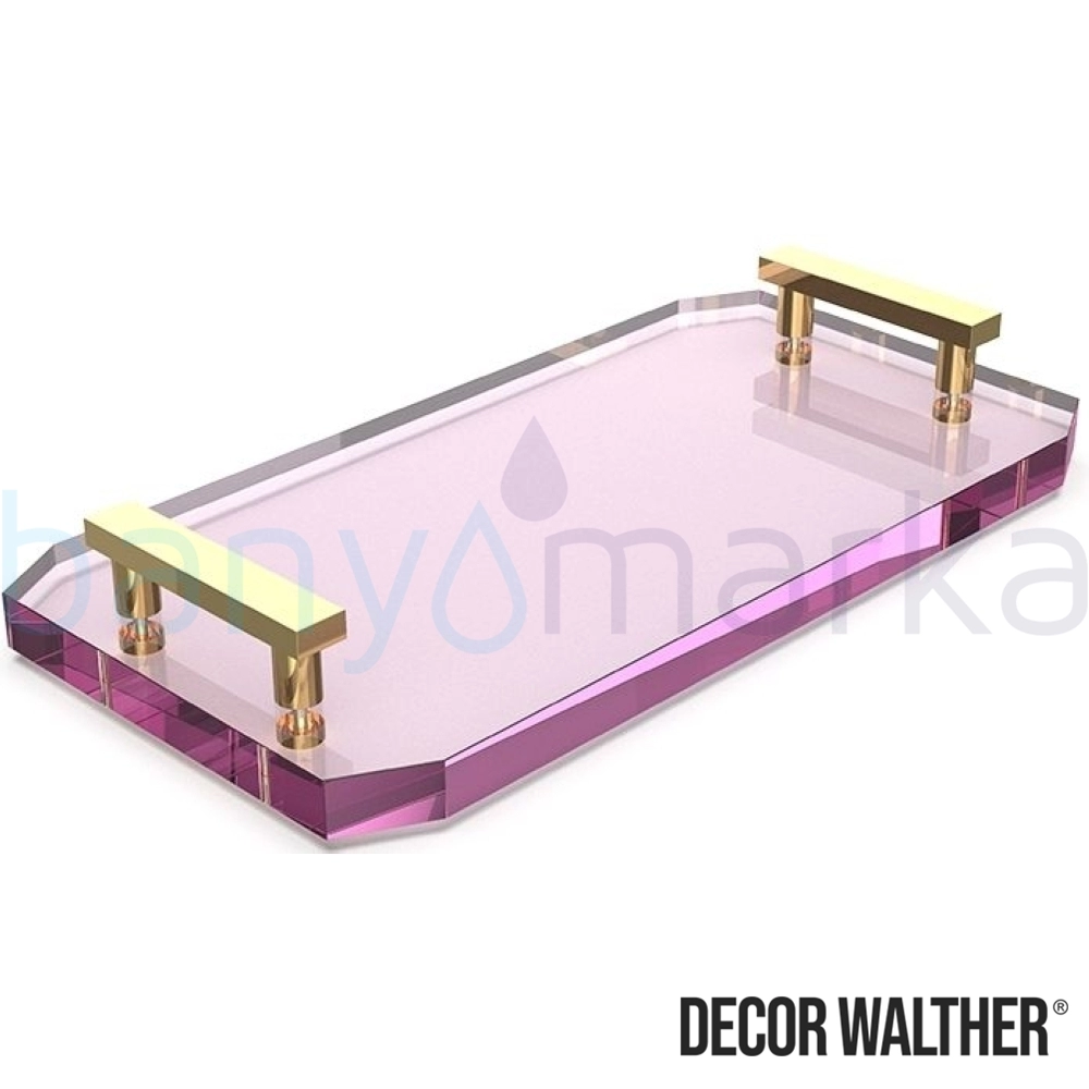 Decor Walther Kristall Aksesuar Tepsisi, Altın/Pembe (Tezgah Üzeri, Cam) - KRTAB2-OP KRTAB2-OP