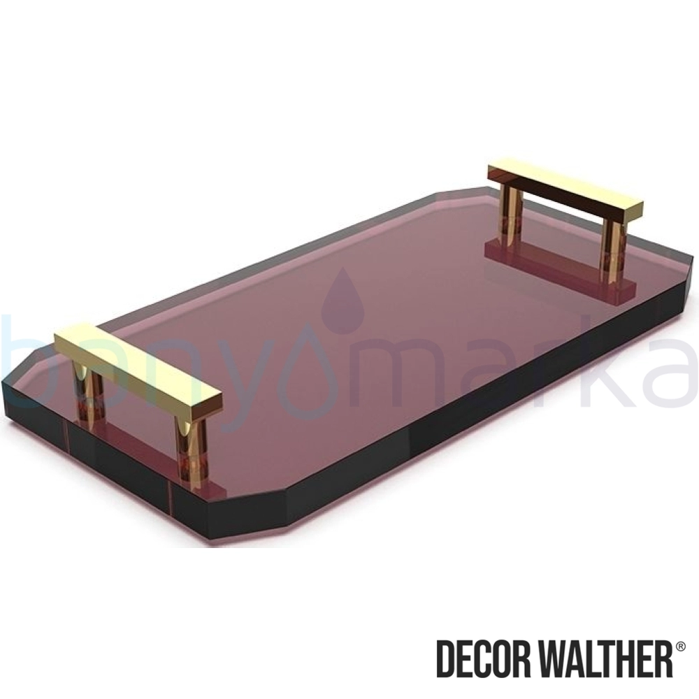 Decor Walther Kristall Aksesuar Tepsisi, Altın/Bordo (Tezgah Üzeri, Cam) - KRTAB2-ORB KRTAB2-ORB