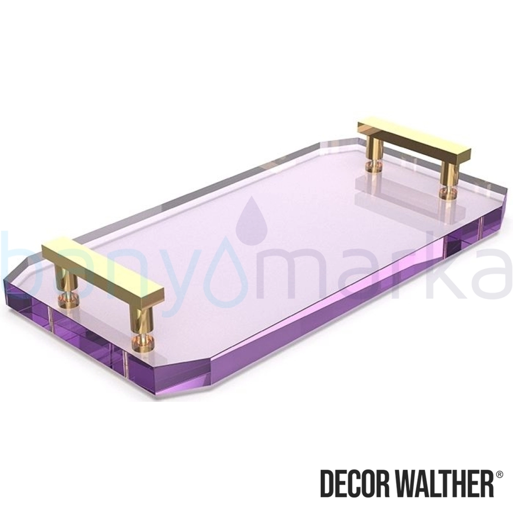 Decor Walther Kristall Aksesuar Tepsisi, Altın/Lila (Tezgah Üzeri, Cam) - KRTAB2-OV KRTAB2-OV