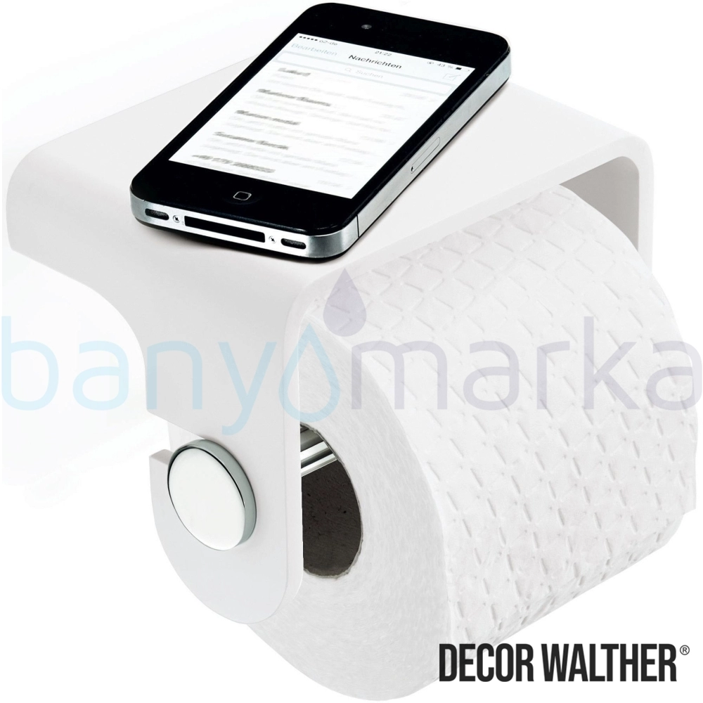 Decor Walther Stone Etajerli Tuvalet Kağıtlığı, Beyaz/Corian/Krom - STONETPH4-CR STONETPH4-CR