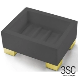 3SC - 3SC BeMood Deluxe Black Sabunluk, Siyah/Corian/Altın (Tezgah Üzeri) - BEMDN01A-GD