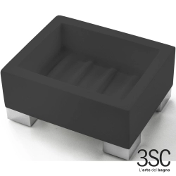 3SC - 3SC BeMood Deluxe Black Sabunluk, Siyah/Corian/Krom (Tezgah Üzeri) - BEMDN01A-SL
