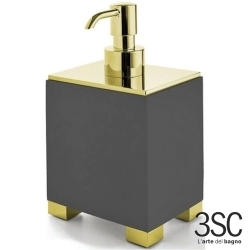 3SC - 3SC BeMood Deluxe Black Sıvı Sabunluk, Siyah/Corian/Altın (Tezgah Üzeri) - BEMDN01DA-GD