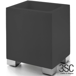 3SC - 3SC BeMood Deluxe Black Diş Fırçalığı, Siyah/Corian/Krom (Tezgah Üzeri) - BEMDN03A-SL