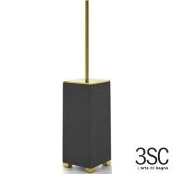 3SC - 3SC BeMood Deluxe Black Tuvalet Fırçalığı, Siyah/Corian/Altın (Yerden) - BEMDN17A-GD