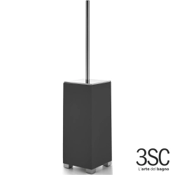 3SC - 3SC BeMood Deluxe Black Tuvalet Fırçalığı, Siyah/Corian/Krom (Yerden) - BEMDN17A-SL