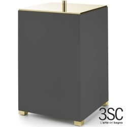 3SC - 3SC BeMood Deluxe Black Kapaklı Çöp Kovası, Siyah/Corian/Altın - BEMDN64A-GD