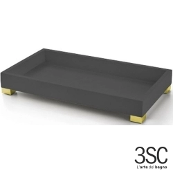3SC - 3SC BeMood Deluxe Black Aksesuar Tepsisi, Siyah/Corian/Altın (Tezgah Üzeri) - BEMDN66A-GD