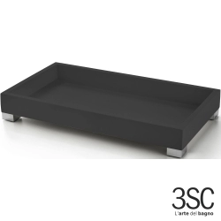 3SC - 3SC BeMood Deluxe Black Aksesuar Tepsisi, Siyah/Corian/Krom (Tezgah Üzeri) - BEMDN66A-SL