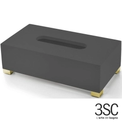3SC - 3SC BeMood Deluxe Black Kağıt Mendillik, Siyah/Corian/Altın (Tezgah Üzeri) - BEMDN70A-GD