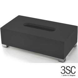3SC - 3SC BeMood Deluxe Black Kağıt Mendillik, Siyah/Corian/Krom (Tezgah Üzeri) - BEMDN70A-SL