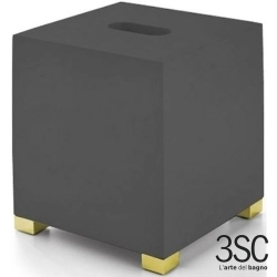 3SC - 3SC BeMood Deluxe Black Kağıt Mendillik, Siyah/Corian/Altın (Tezgah Üzeri, Kare) - BEMDN71A-GD