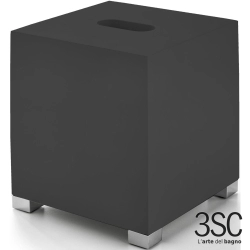 3SC - 3SC BeMood Deluxe Black Kağıt Mendillik, Siyah/Corian/Krom (Tezgah Üzeri, Kare) - BEMDN71A-SL