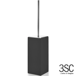 3SC - 3SC BeMood Black Tuvalet Fırçalığı, Siyah/Corian/Krom (Yerden) - BEMN17A-SL