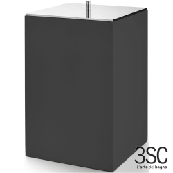 3SC - 3SC BeMood Black Kapaklı Çöp Kovası, Siyah/Corian/Krom - BEMN64A-SL