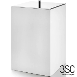 3SC - 3SC BeMood White Kapaklı Çöp Kovası, Beyaz/Corian/Krom - BEMW64A-SL