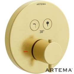 Artema - Artema AquaHeat Termostatik Ankastre Banyo Bataryası (Sıva Üstü Grubu), Fırçalı Altın