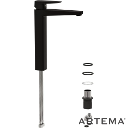 Artema - Artema Root Square Tezgah Üstü Lavabo Bataryası, Mat Siyah