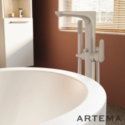 Artema - Artema Root Round Yerden Küvet Bataryası, El Duşlu, Fırçalı Nikel