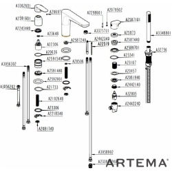 Artema - Artema Root Round 4 Delikli Küvet Bataryası, El Duşlu
