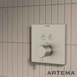 Artema - Artema AquaHeat Termostatik Ankastre Banyo Bataryası (Sıva Üstü Grubu), Fırçalı Nikel