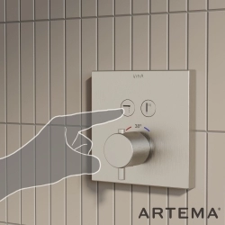Artema - Artema AquaHeat Termostatik Ankastre Banyo Bataryası (Sıva Üstü Grubu), Fırçalı Nikel