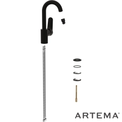 Artema - Artema Root Round Döner Borulu Lavabo Bataryası, Mat Siyah