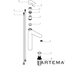 Artema - Artema Flow Square Tezgah Üstü Lavabo Bataryası