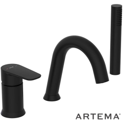 Artema - Artema Flow Soft Küvet Bataryası, Mat Siyah (3 Delikli)