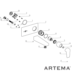 Artema - Artema Flow Square Ankastre Lavabo Bataryası (Sıva Üstü Grubu)