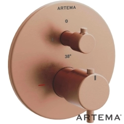 Artema - Artema Flow Soft Termostatik Ankastre Banyo Bataryası, Fırçalı Bakır (V-Box Sıva Üstü Grubu)