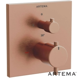 Artema - Artema Flow Square Ankastre Banyo Bataryası, Fırçalı Bakır (V-Box Sıva Üstü Grubu)