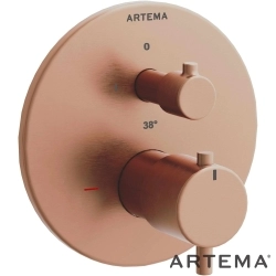 Artema - Artema Flow Soft Termostatik Ankastre Duş Bataryası, Fırçalı Bakır (V-Box Sıva Üstü Grubu)