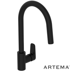 Artema - Artema Flow Soft Spiralli Eviye Bataryası, Mat Siyah (C-Tip, Pull-Out) - A4344536