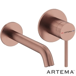 Artema - Artema Minimax Round Ankastre Lavabo Bataryası, Kısa, Fırçalı Bakır (Sıva Üstü Grubu) - A4353724