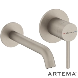 Artema - Artema Minimax Round Ankastre Lavabo Bataryası, Kısa, Fırçalı Nikel (Sıva Üstü Grubu) - A4353734