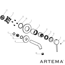 Artema - Artema Minimax Round Ankastre Lavabo Bataryası, Kısa, Soft Altın (Sıva Üstü Grubu)