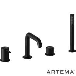 Artema - Artema Minimax Round 4 Delikli Küvet Bataryası, El Duşlu, Mat Siyah