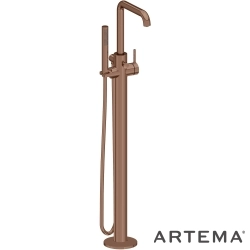 Artema - Artema Minimax Round Yerden Küvet Bataryası, El Duşlu, Soft Bakır